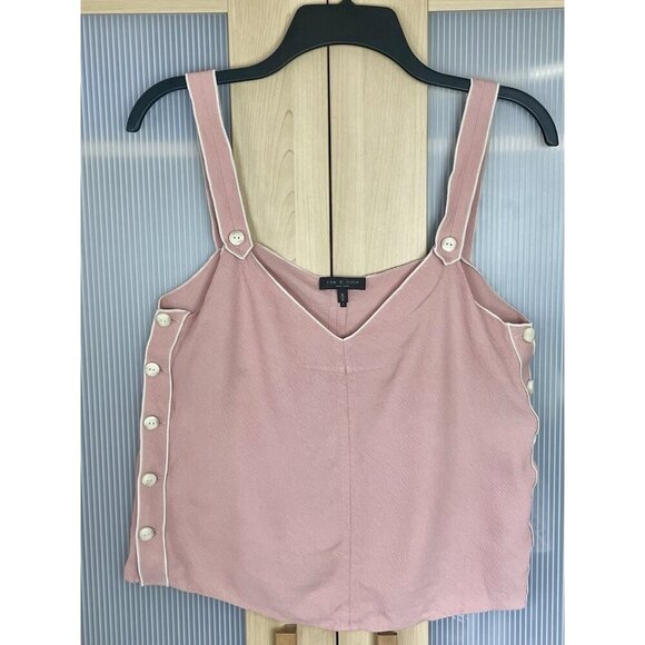 Rag & Bone Tia Sleeveless Top Button Trimmed Tank Pink Sz M Summer Designer - Picture 2 of 8